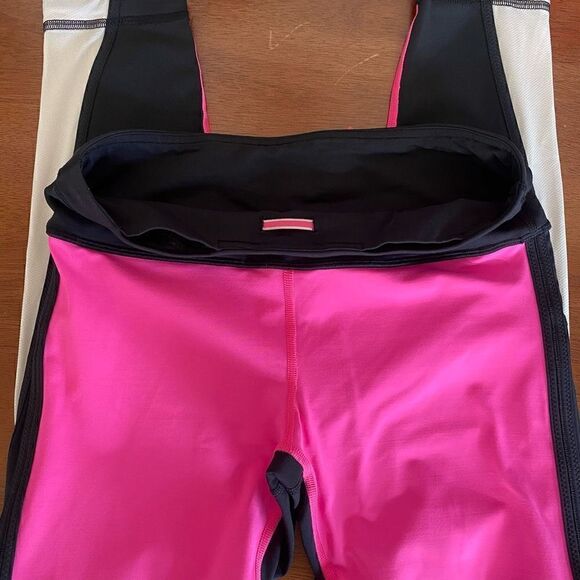 Lululemon Run Pace Tight Leggings size 6 Black Pink Colorblock Luxtreme Pocket - Picture 9 of 11